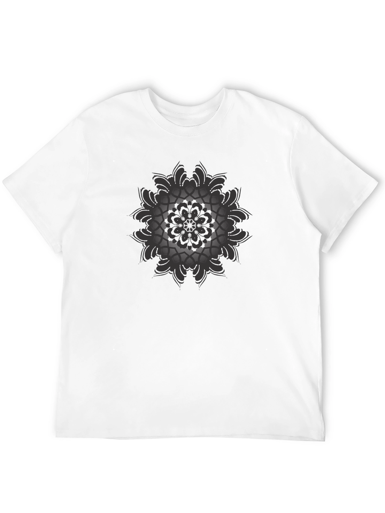 Black Mandala Graphic Print Mens T-Shirt
