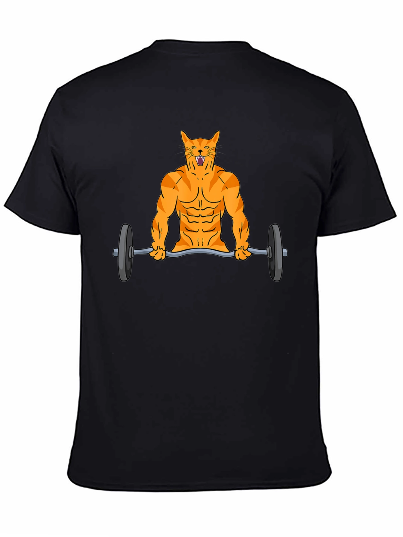 Muscle Cat Lifting Barbell Funny Graphic T-Shirt