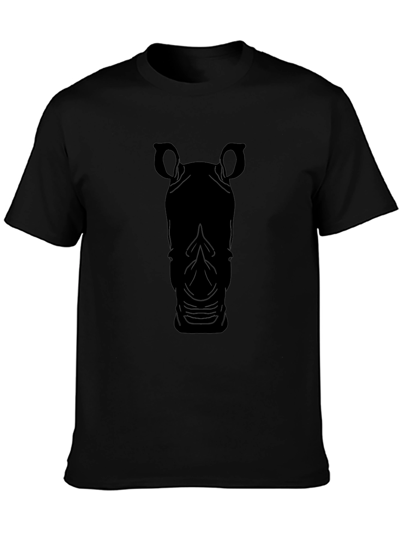 Rhino Silhouette Black T-Shirt - Stylish Animal Tee