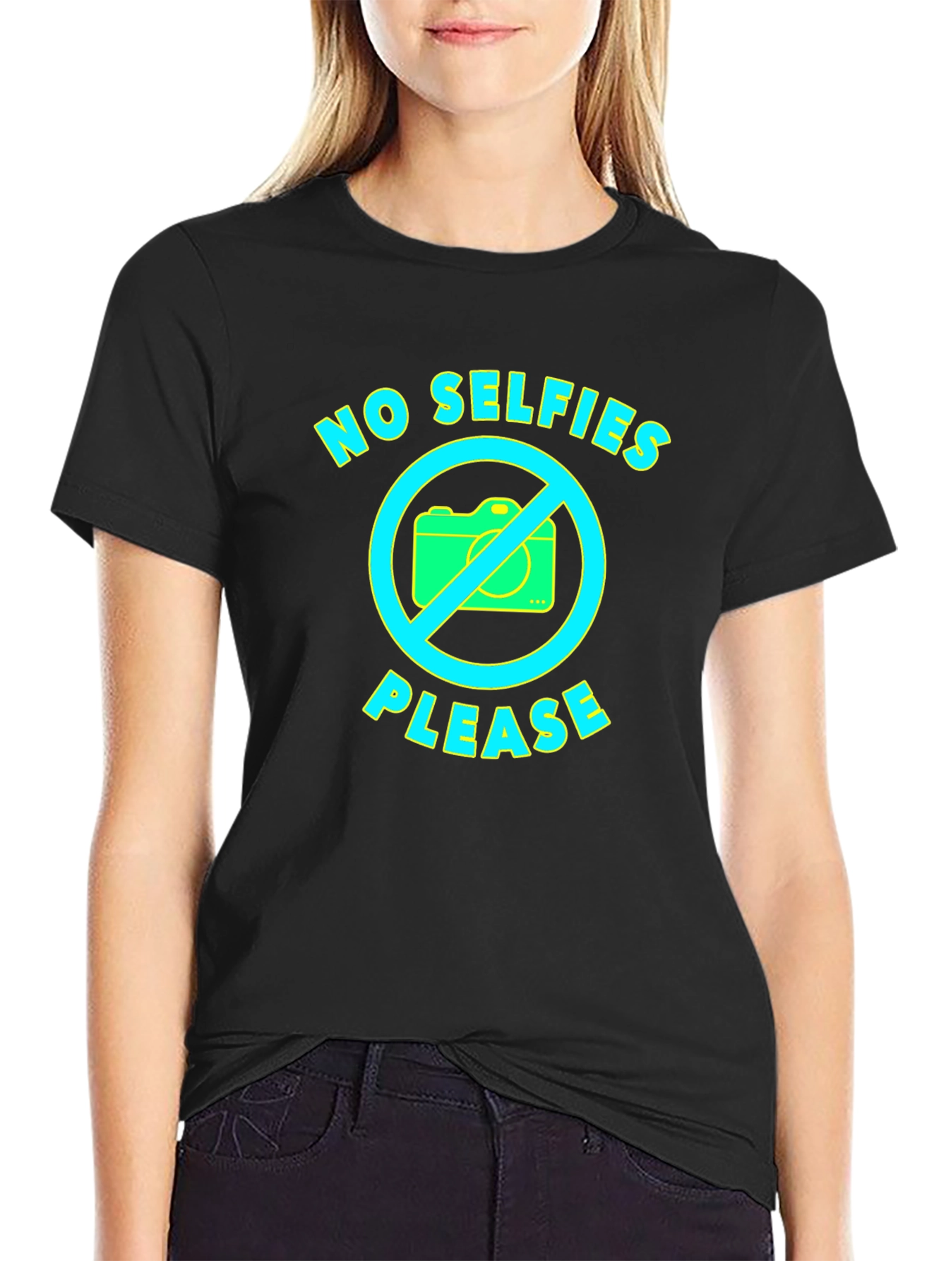 No Selfies Please Graphic T-Shirt