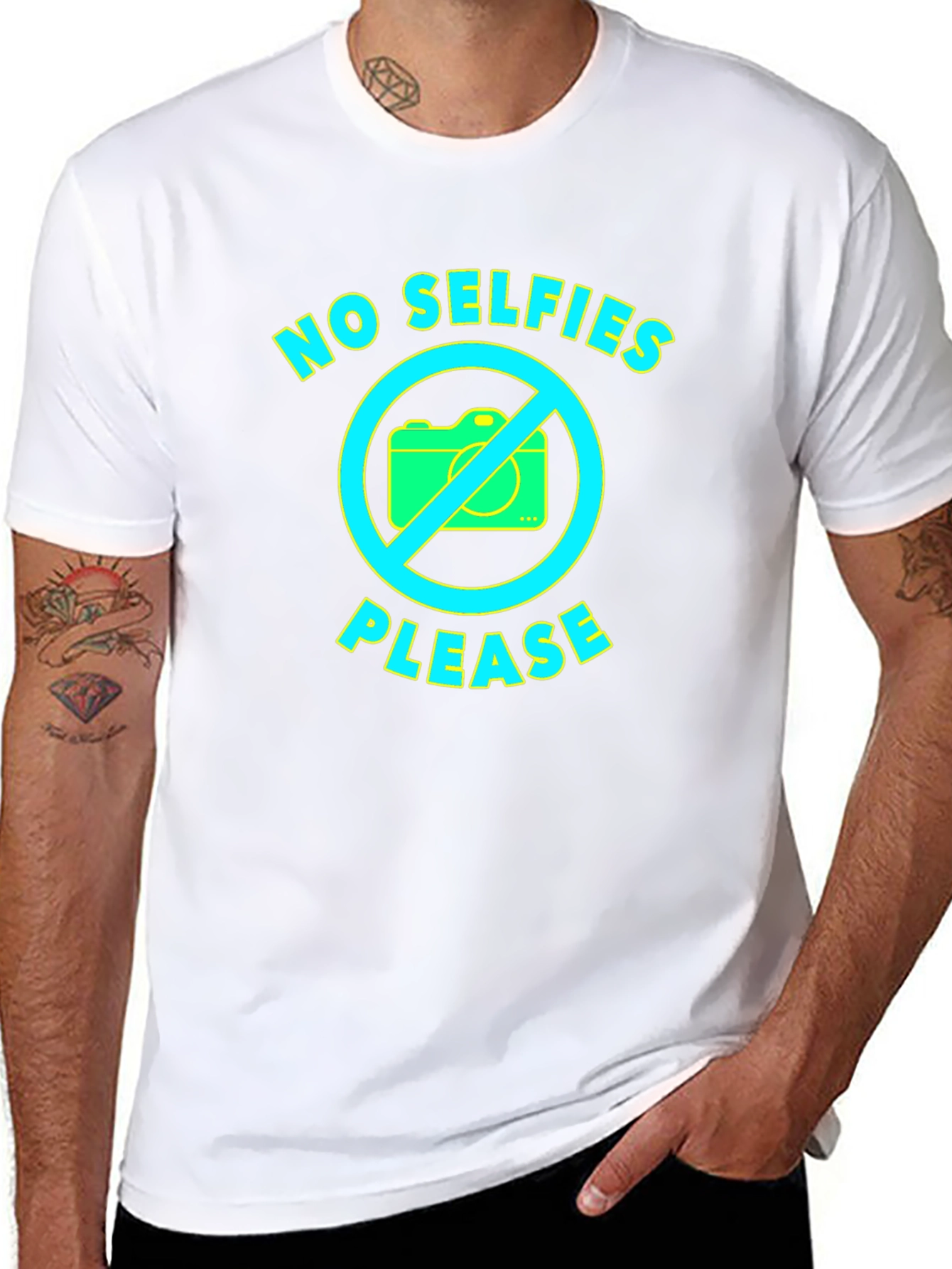 No Selfies Please Graphic T-Shirt