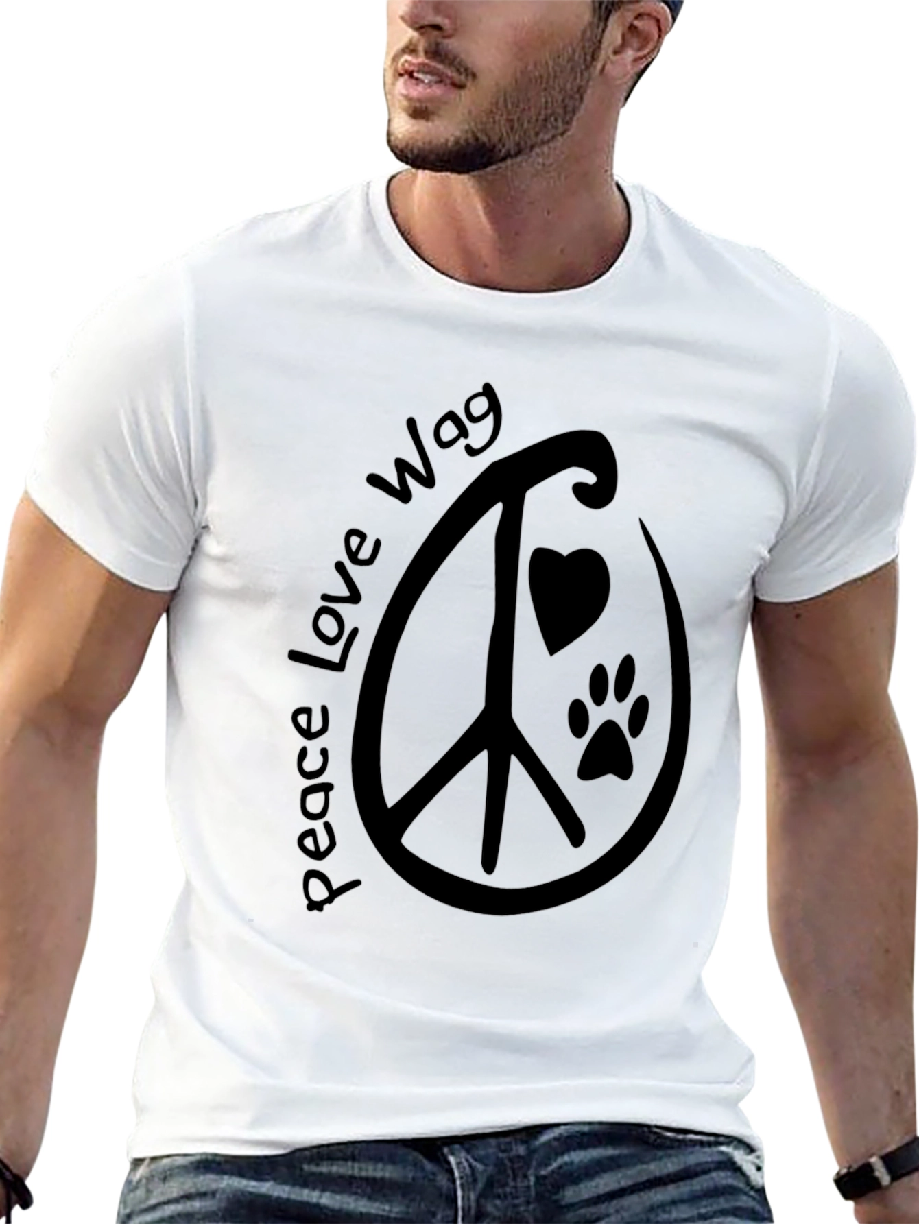 Peace Love Wag T-Shirt - Dog Lover Apparel