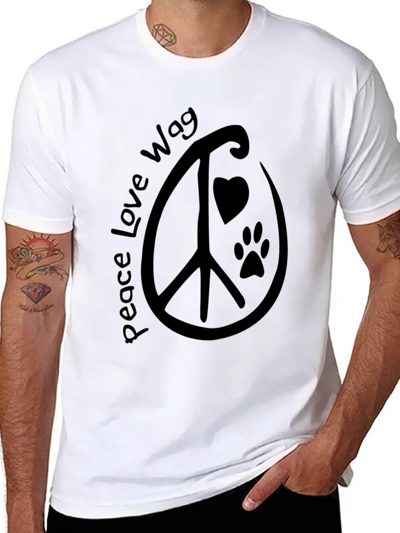 Peace Love Wag T-Shirt - Dog Lover Apparel