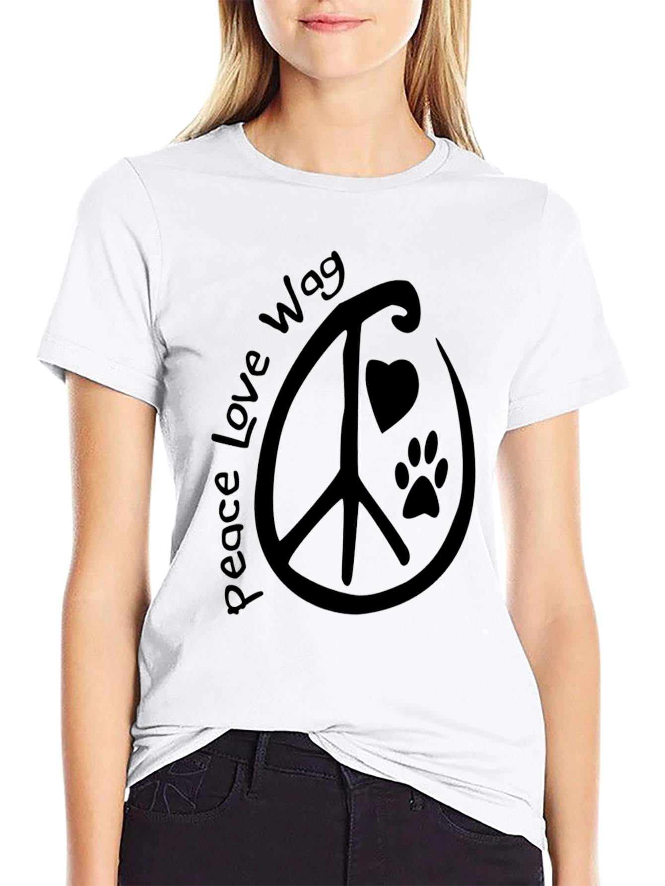 Peace Love Wag T-Shirt - Dog Lover Apparel