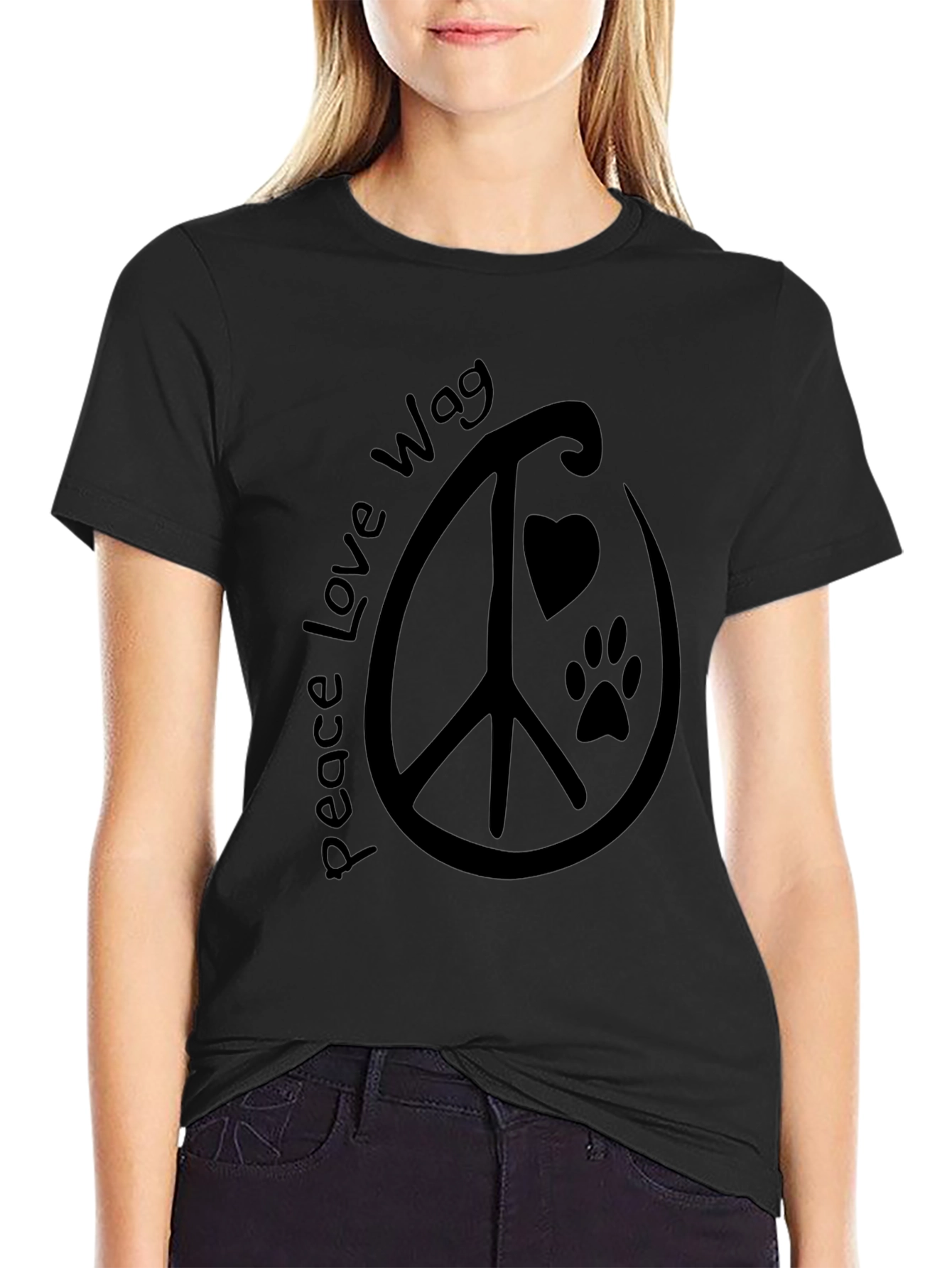 Peace Love Wag T-Shirt - Dog Lover Apparel
