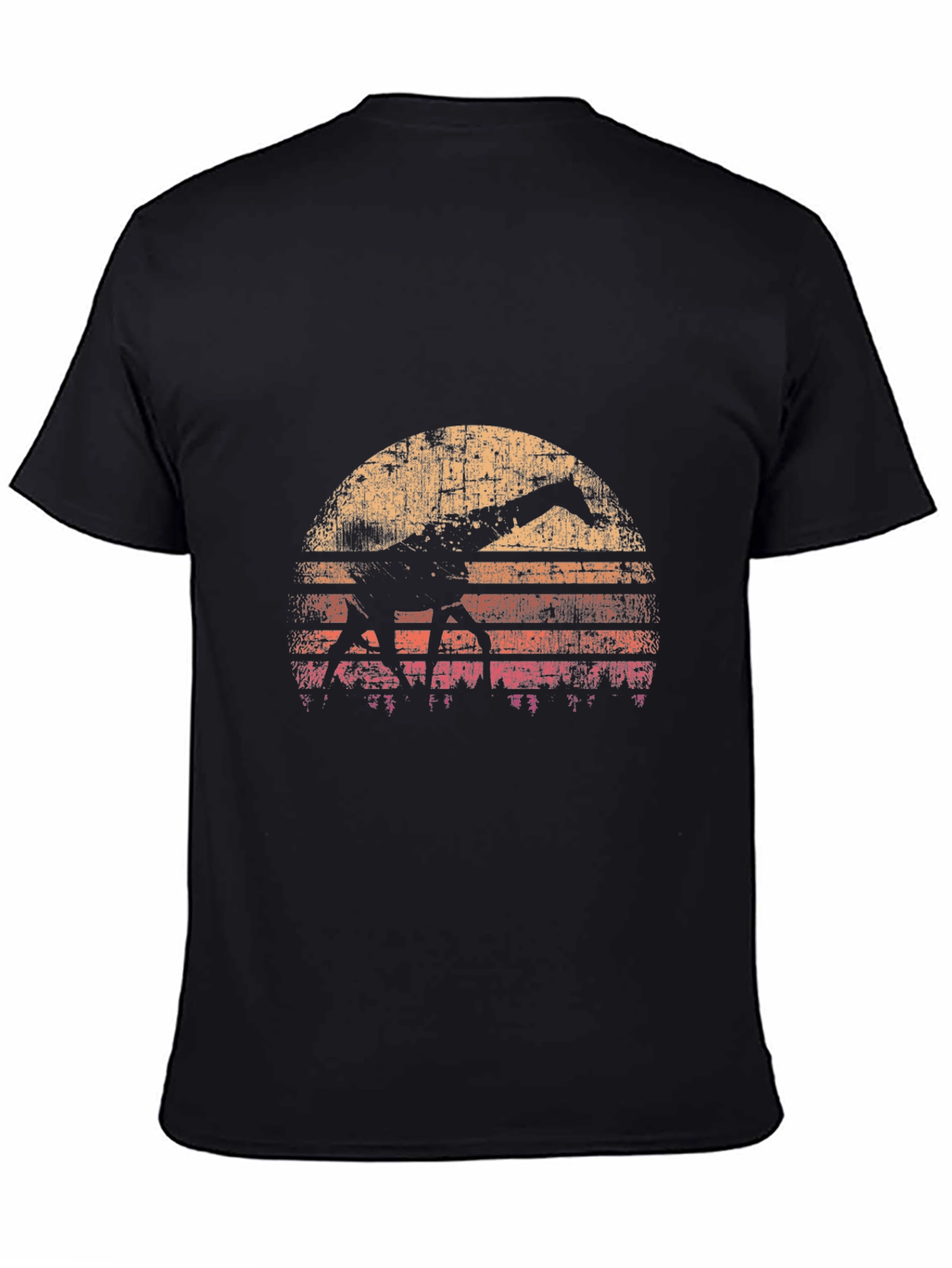 Retro Giraffe Sunset Black T-Shirt