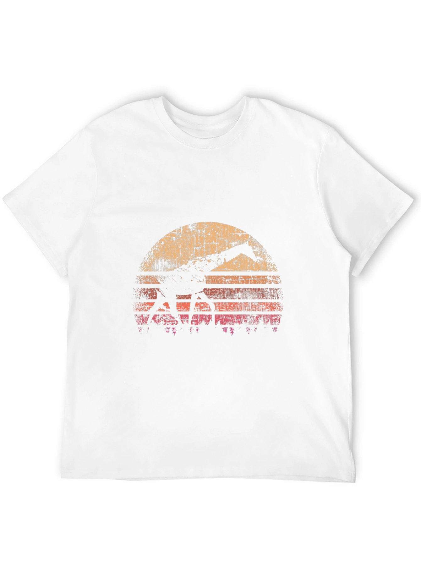 Retro Giraffe Sunset Black T-Shirt