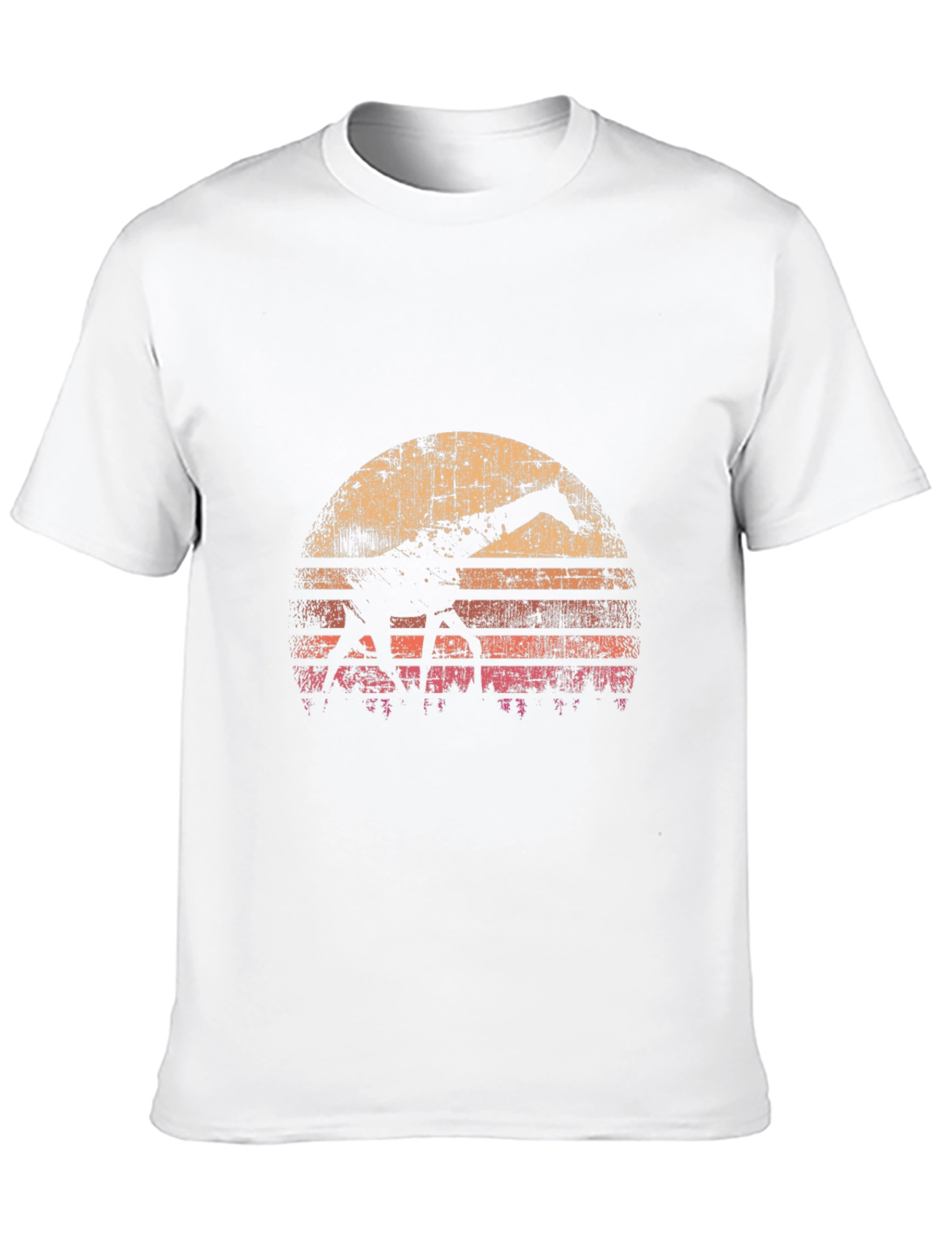 Retro Giraffe Sunset Black T-Shirt