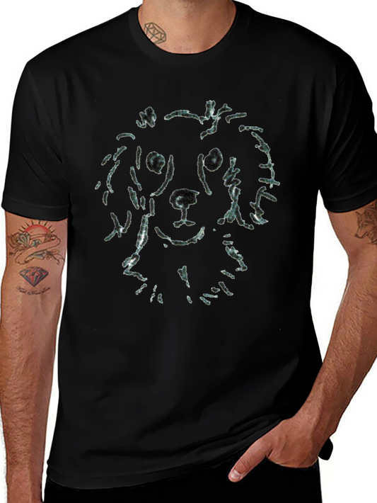 Dog Sketch Tee - Soft Black Cotton T-Shirt