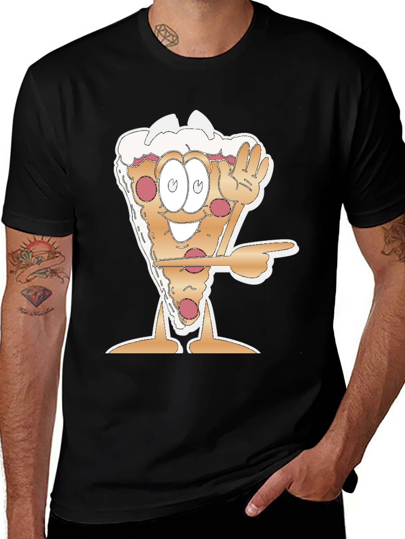Cartoon Pizza Slice Graphic Tee - Fun Foodie Shirt