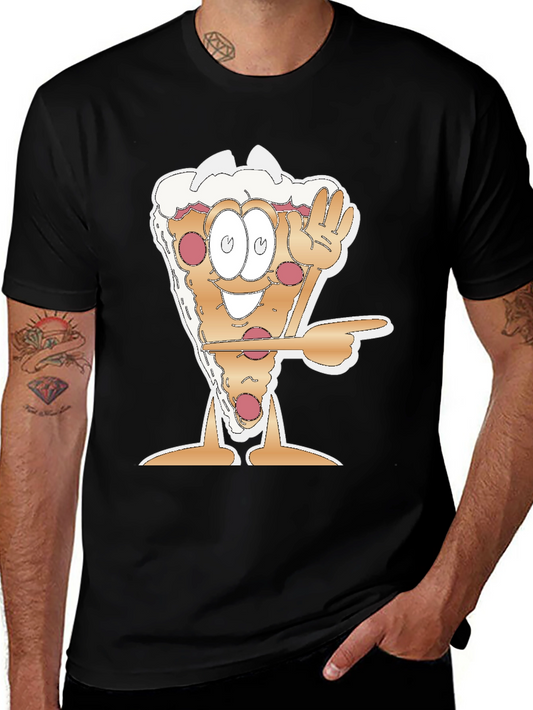 Cartoon Pizza Slice Graphic Tee - Fun Foodie Shirt