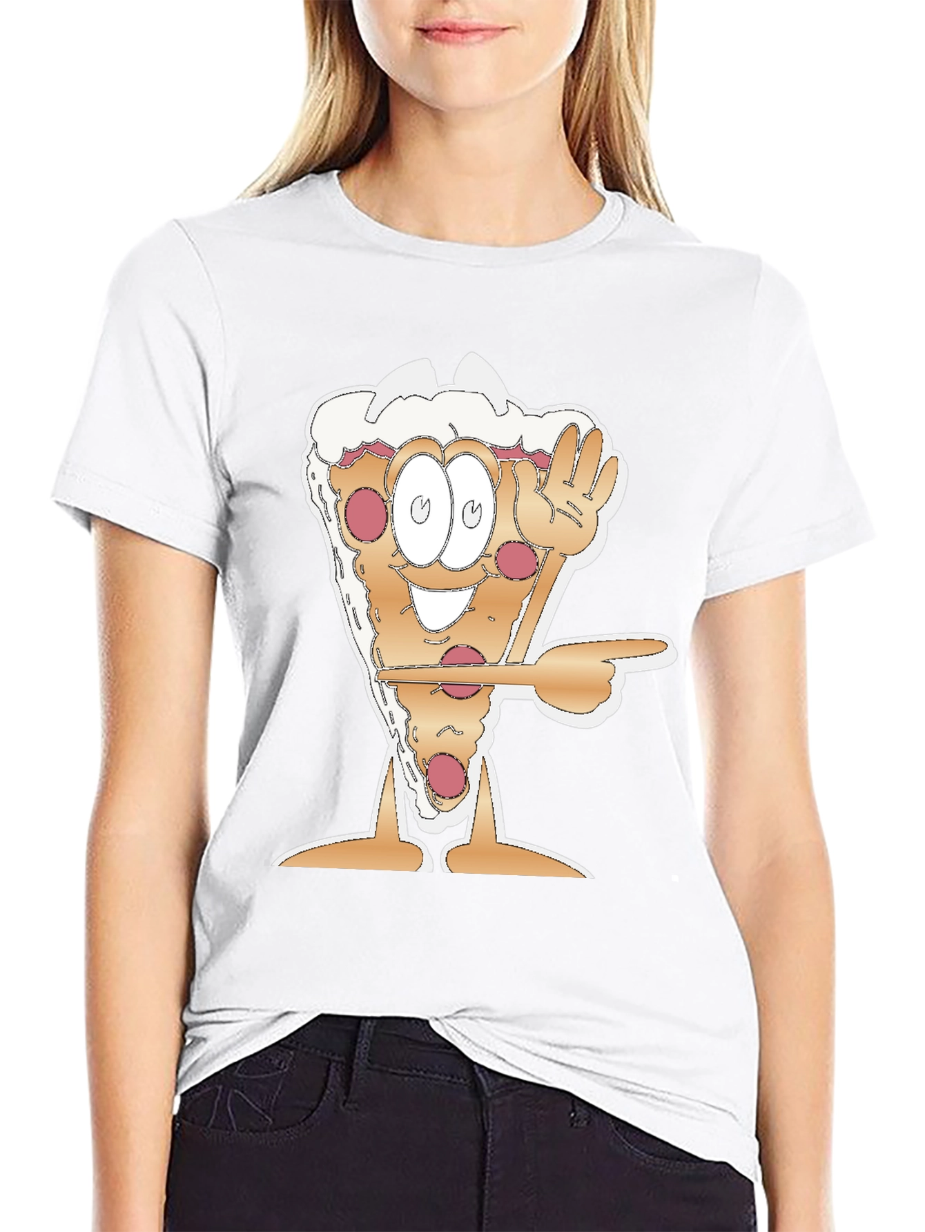 Cartoon Pizza Slice Graphic Tee - Fun Foodie Shirt