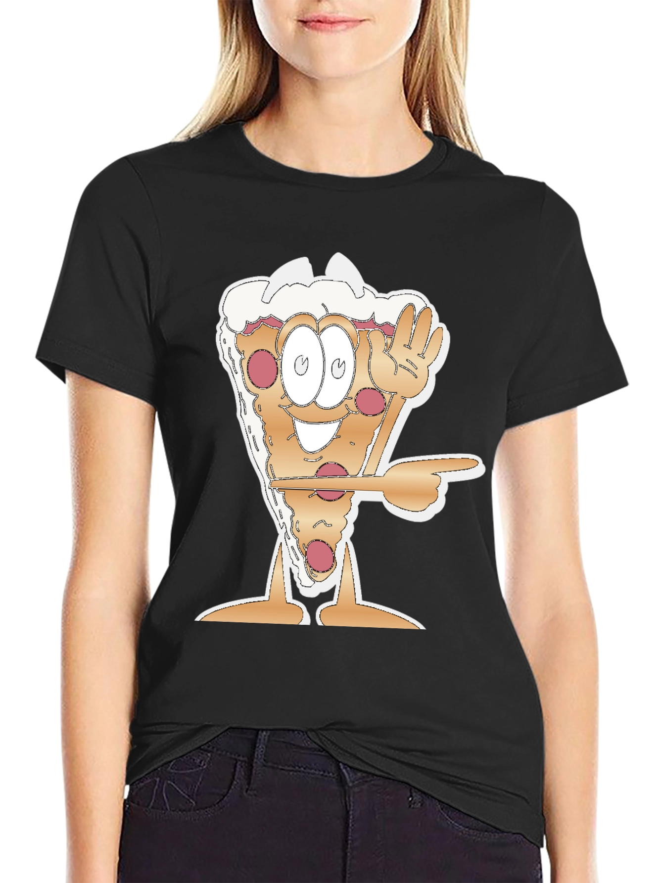 Cartoon Pizza Slice Graphic Tee - Fun Foodie Shirt