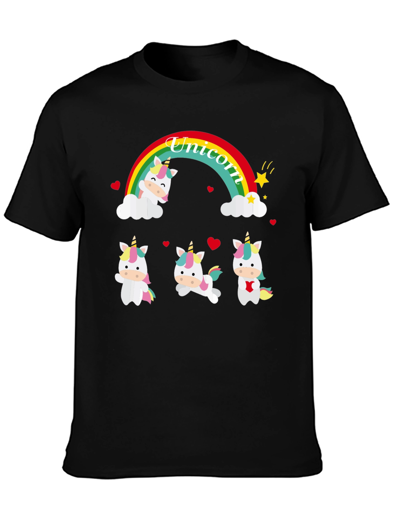 Unicorn Rainbow Graphic Tee - Black