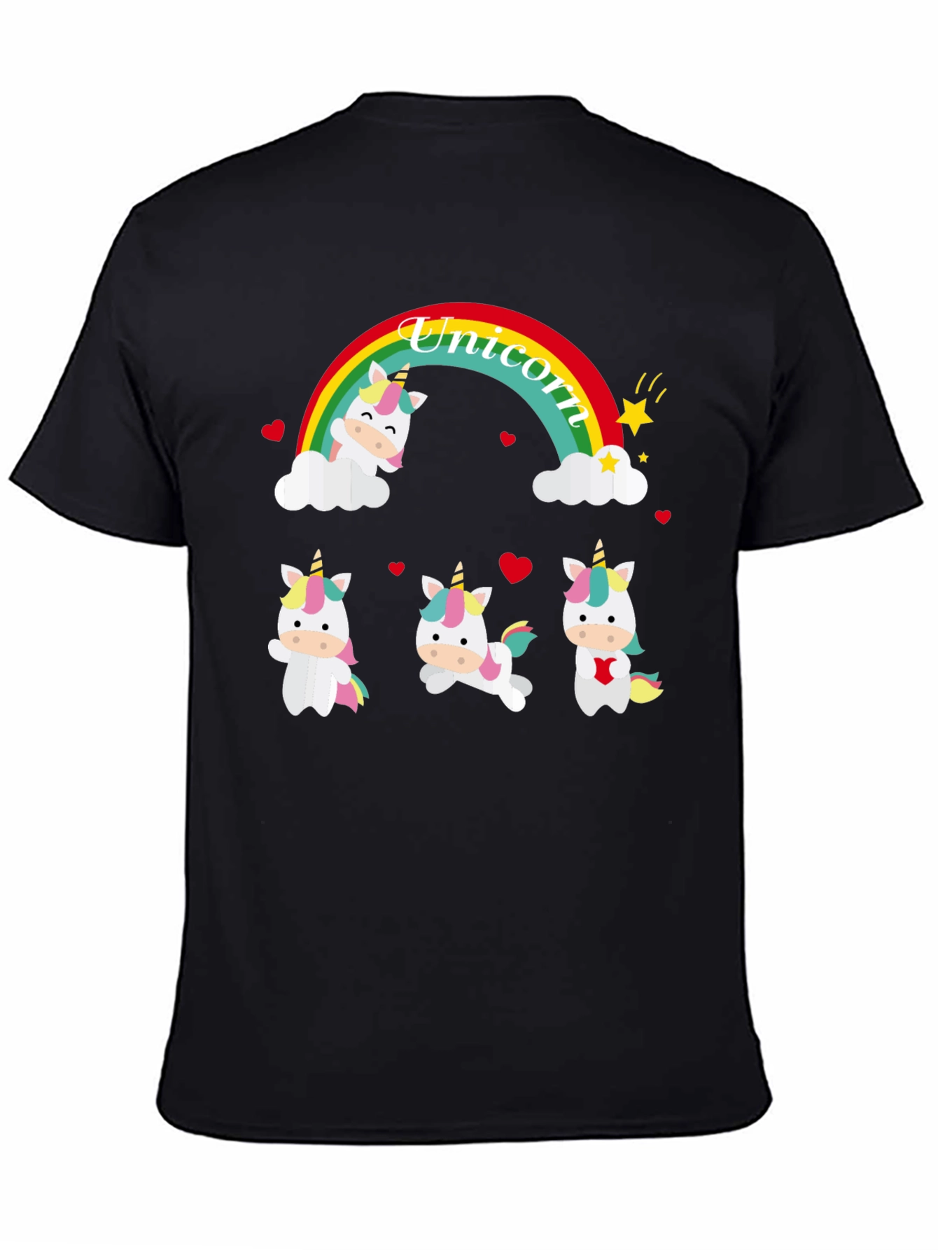 Unicorn Rainbow Graphic Tee - Black