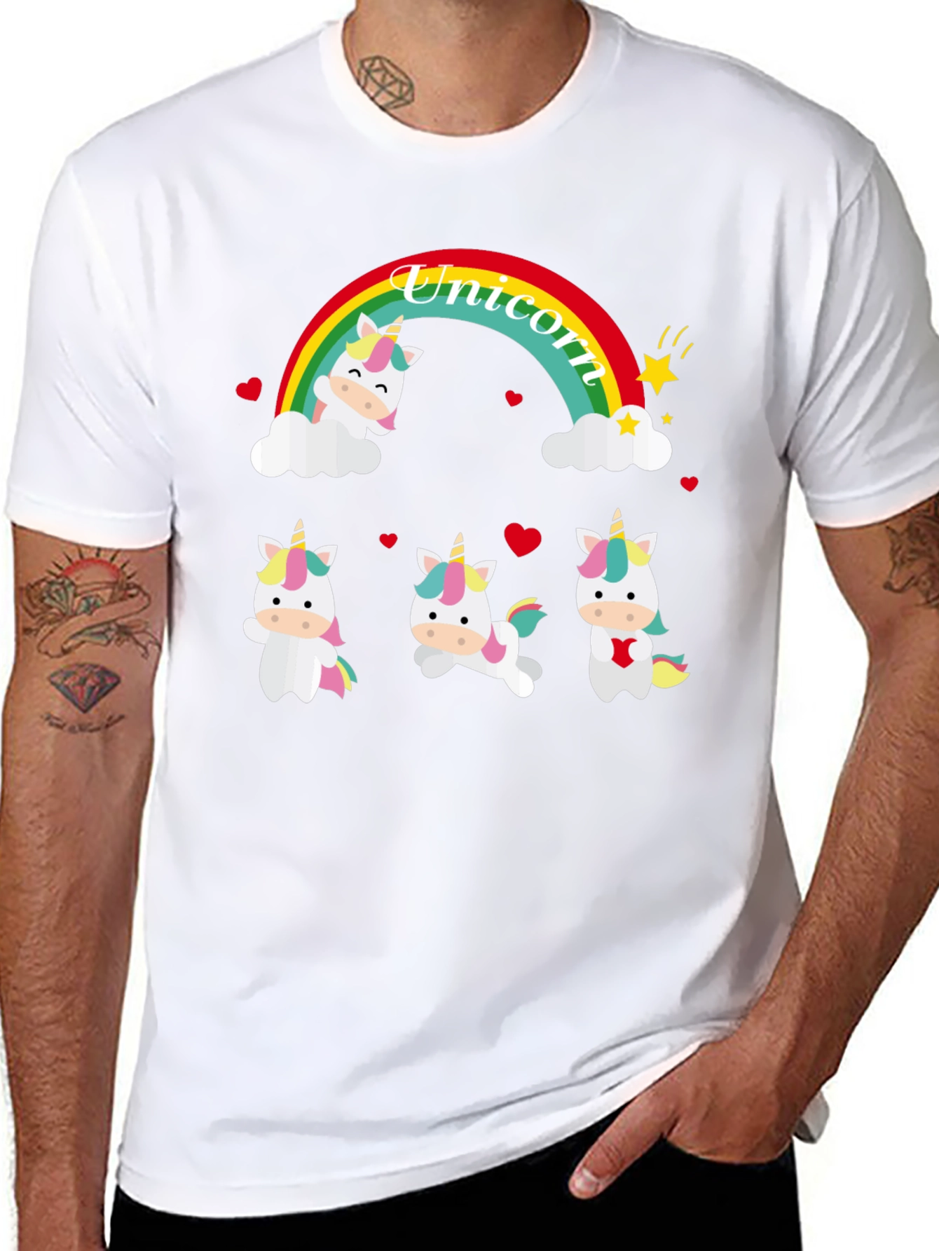 Unicorn Rainbow Graphic Tee - Black