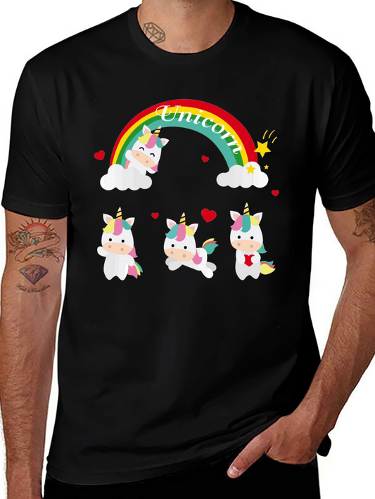 Unicorn Rainbow Graphic Tee - Black