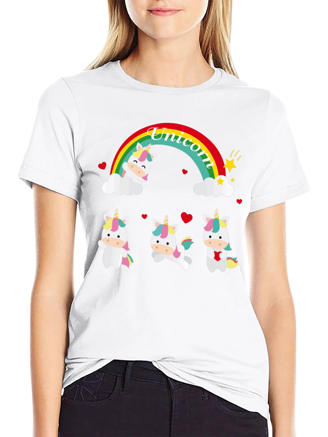 Unicorn Rainbow Graphic Tee - Black