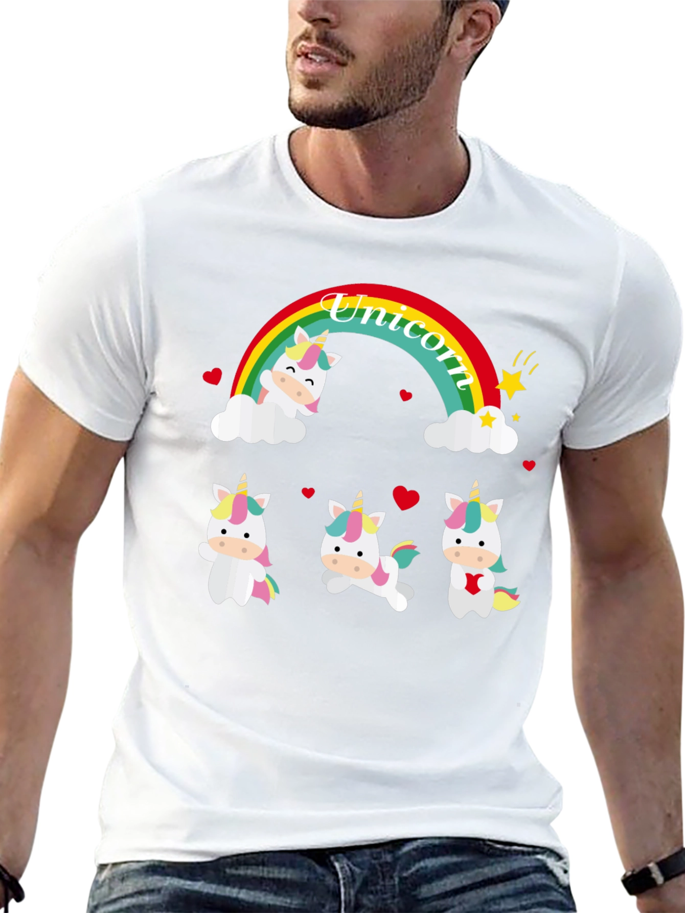 Unicorn Rainbow Graphic Tee - Black