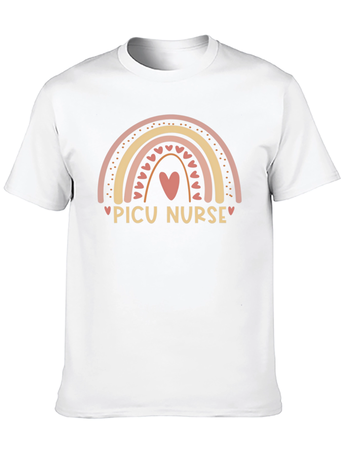 PICU Nurse Rainbow Heart Black Tee