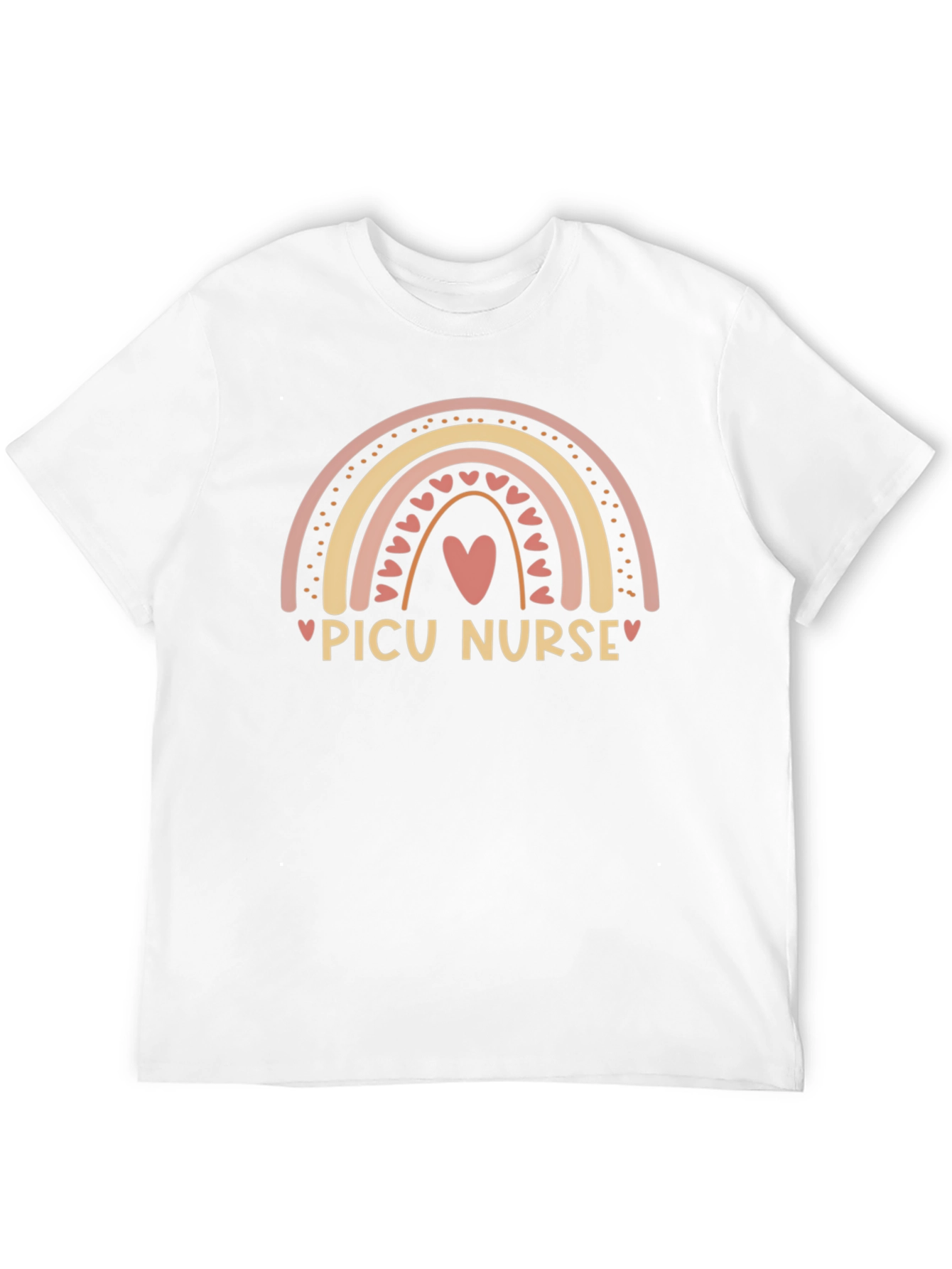 PICU Nurse Rainbow Heart Black Tee