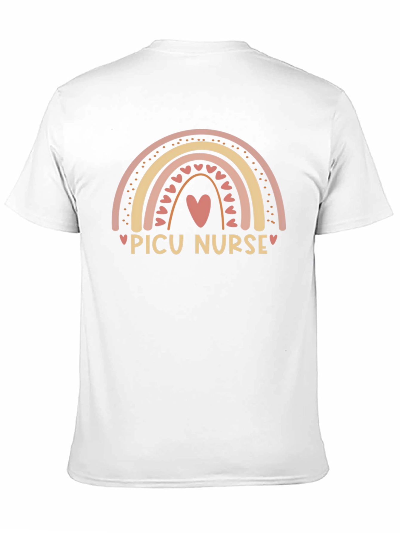 PICU Nurse Rainbow Heart Black Tee