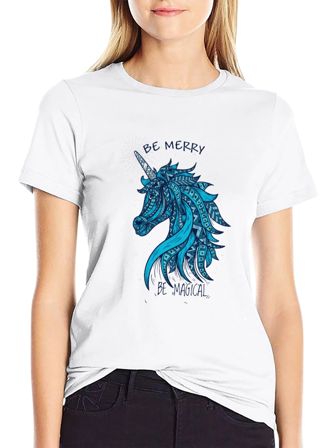 Magical Unicorn Graphic Tee - Black