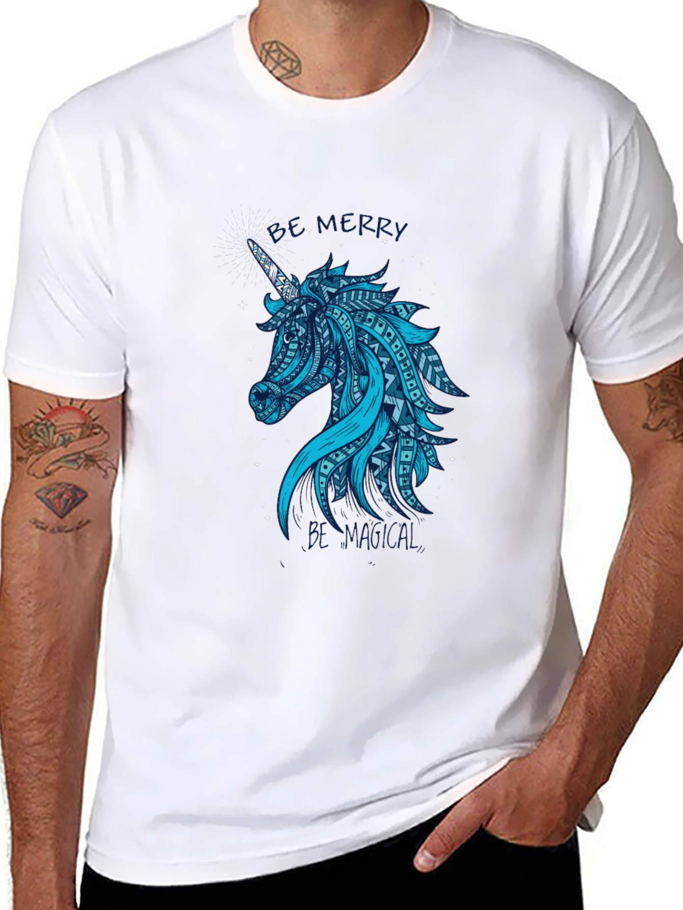 Magical Unicorn Graphic Tee - Black