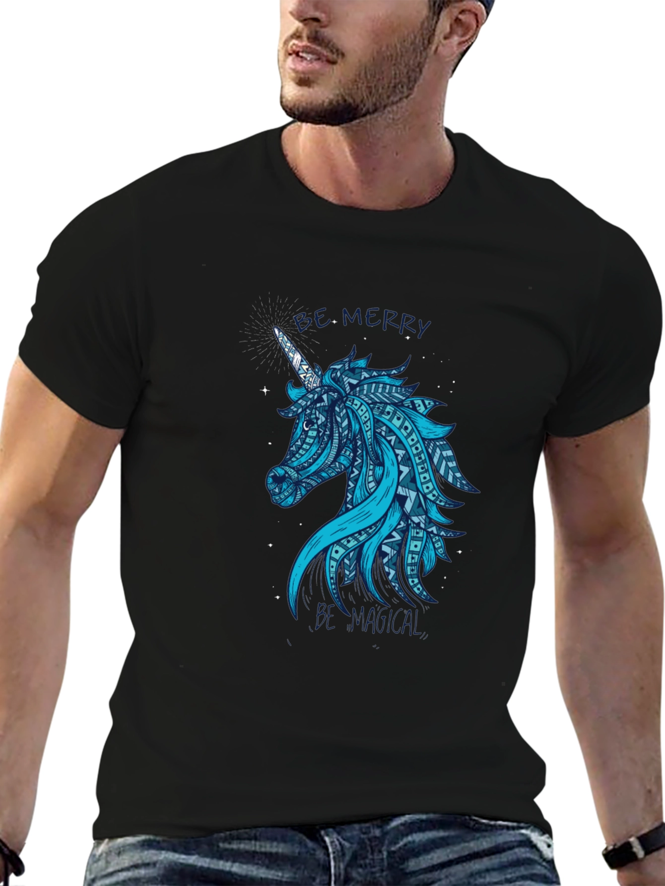 Magical Unicorn Graphic Tee - Black