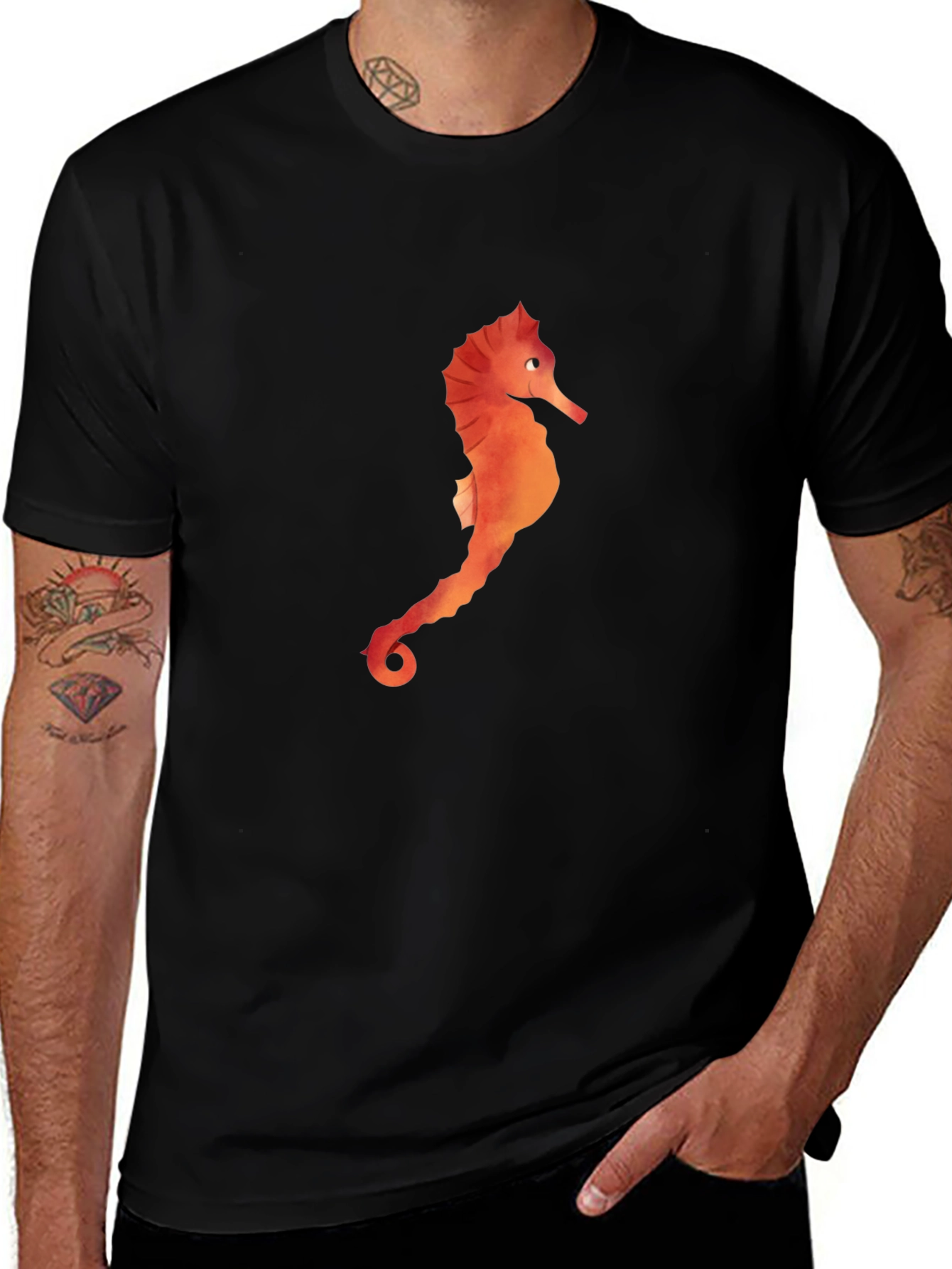 Sea Horse Graphic Black T-Shirt