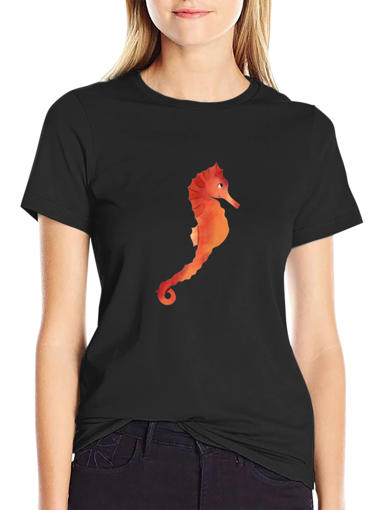 Sea Horse Graphic Black T-Shirt