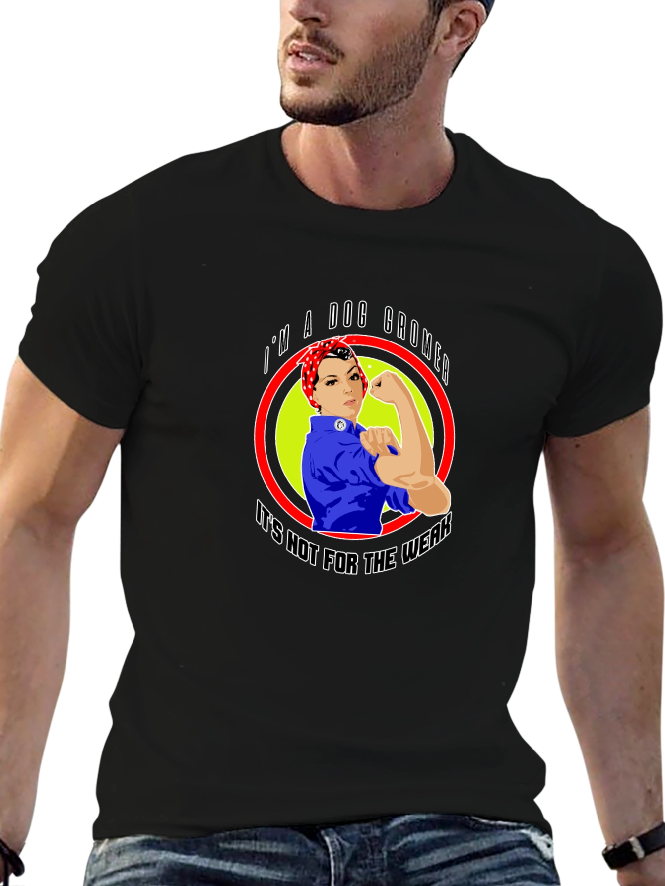 Dog Groomer Rosie the Riveter Style T-Shirt