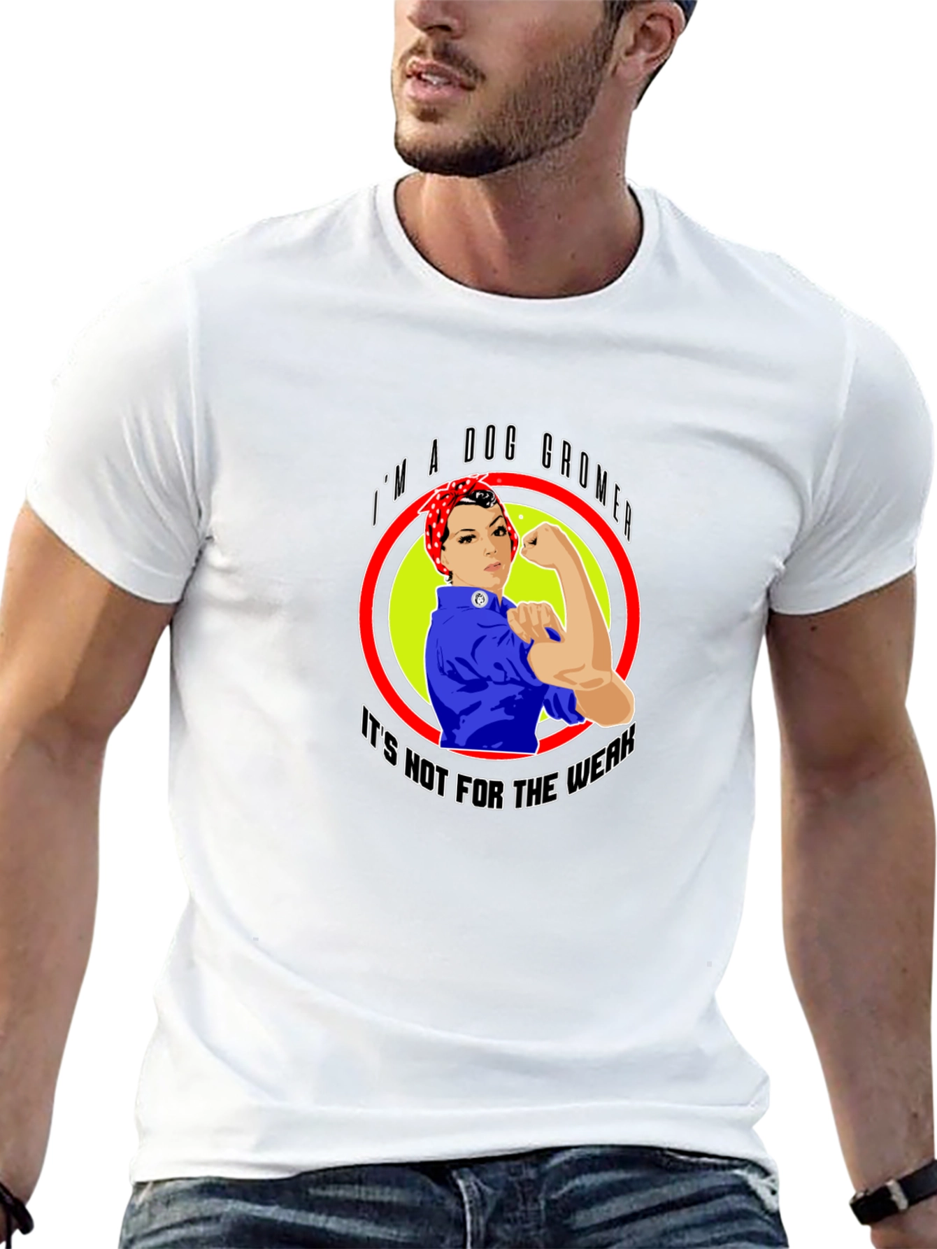 Dog Groomer Rosie the Riveter Style T-Shirt
