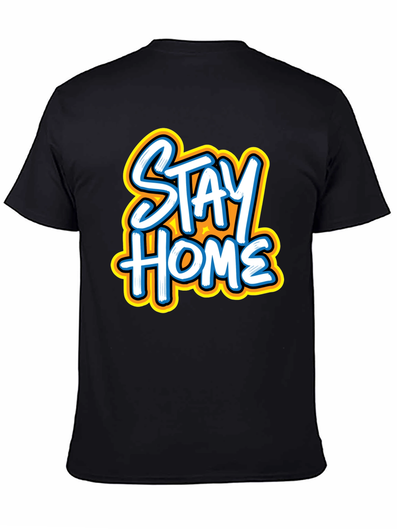 Stay Home Graphic Tee - Black Casual Comfort