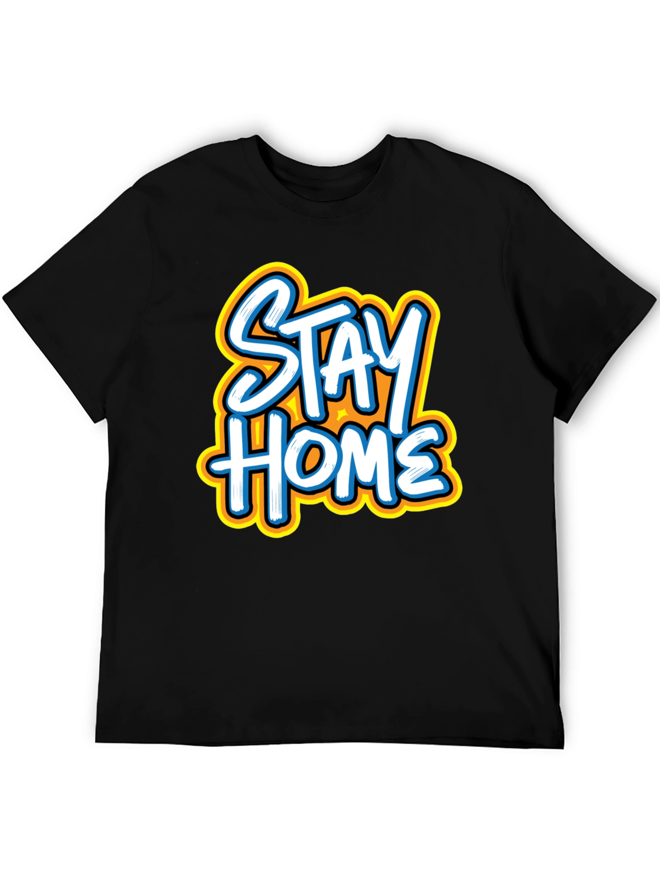 Stay Home Graphic Tee - Black Casual Comfort