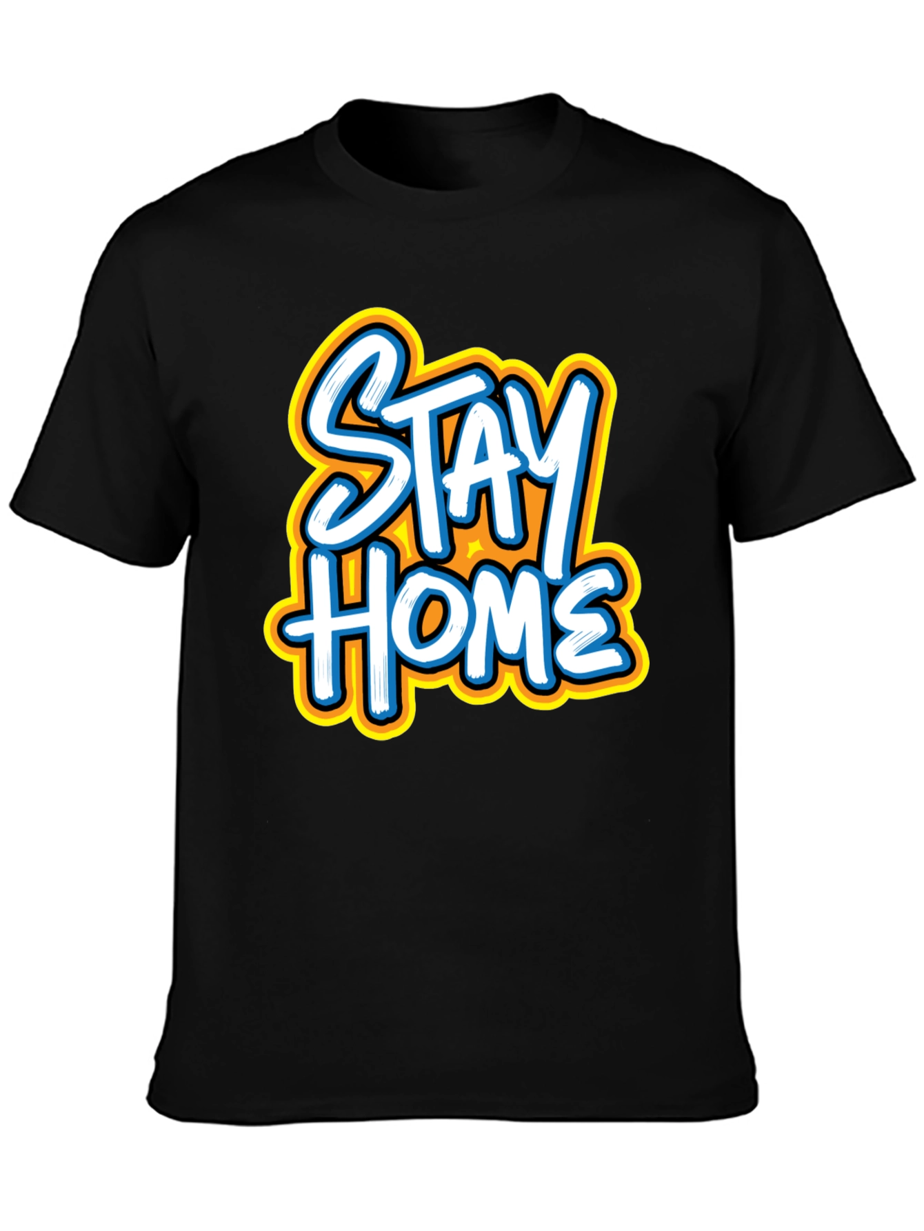Stay Home Graphic Tee - Black Casual Comfort