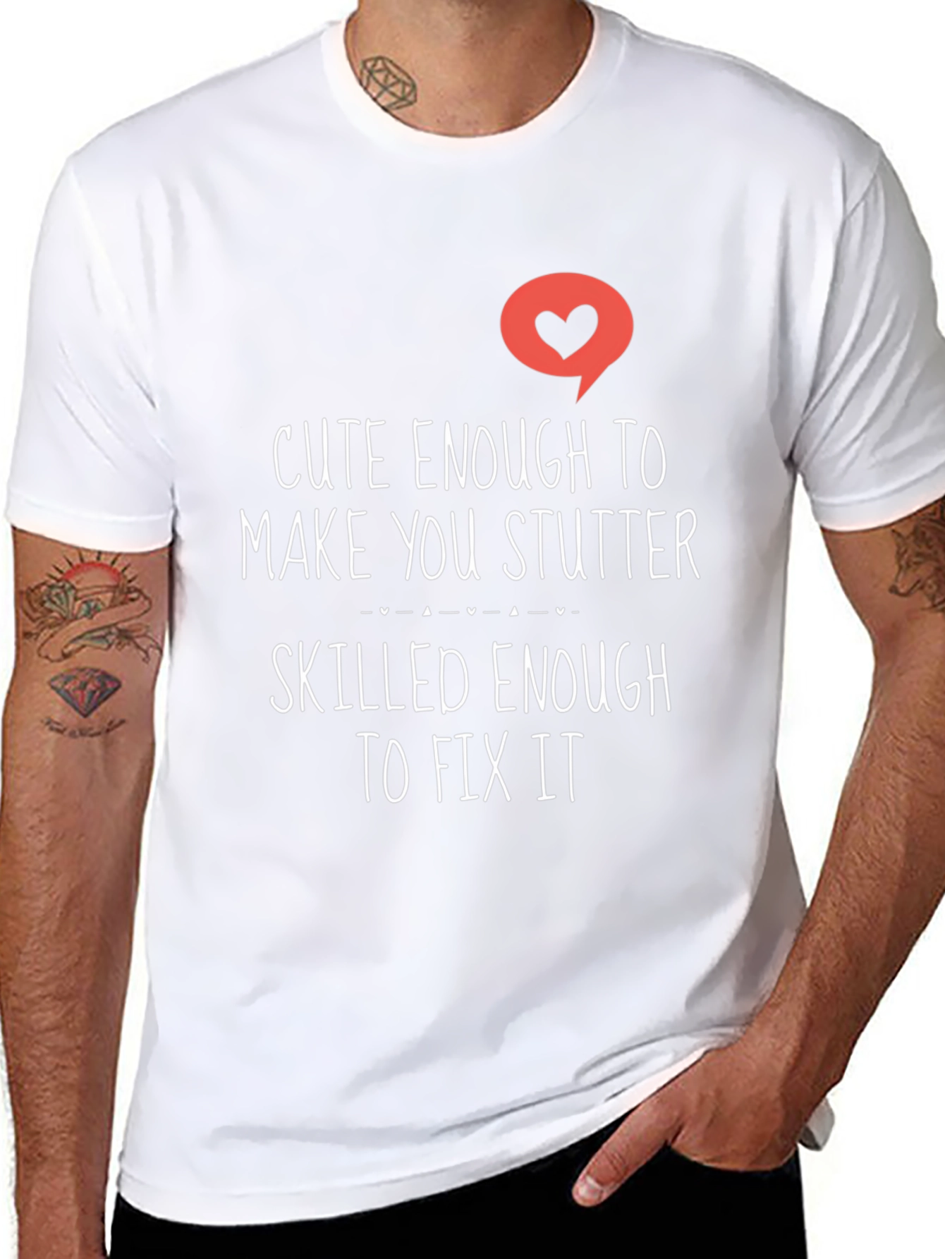 Cute Enough To Make You Stutter Black Tee