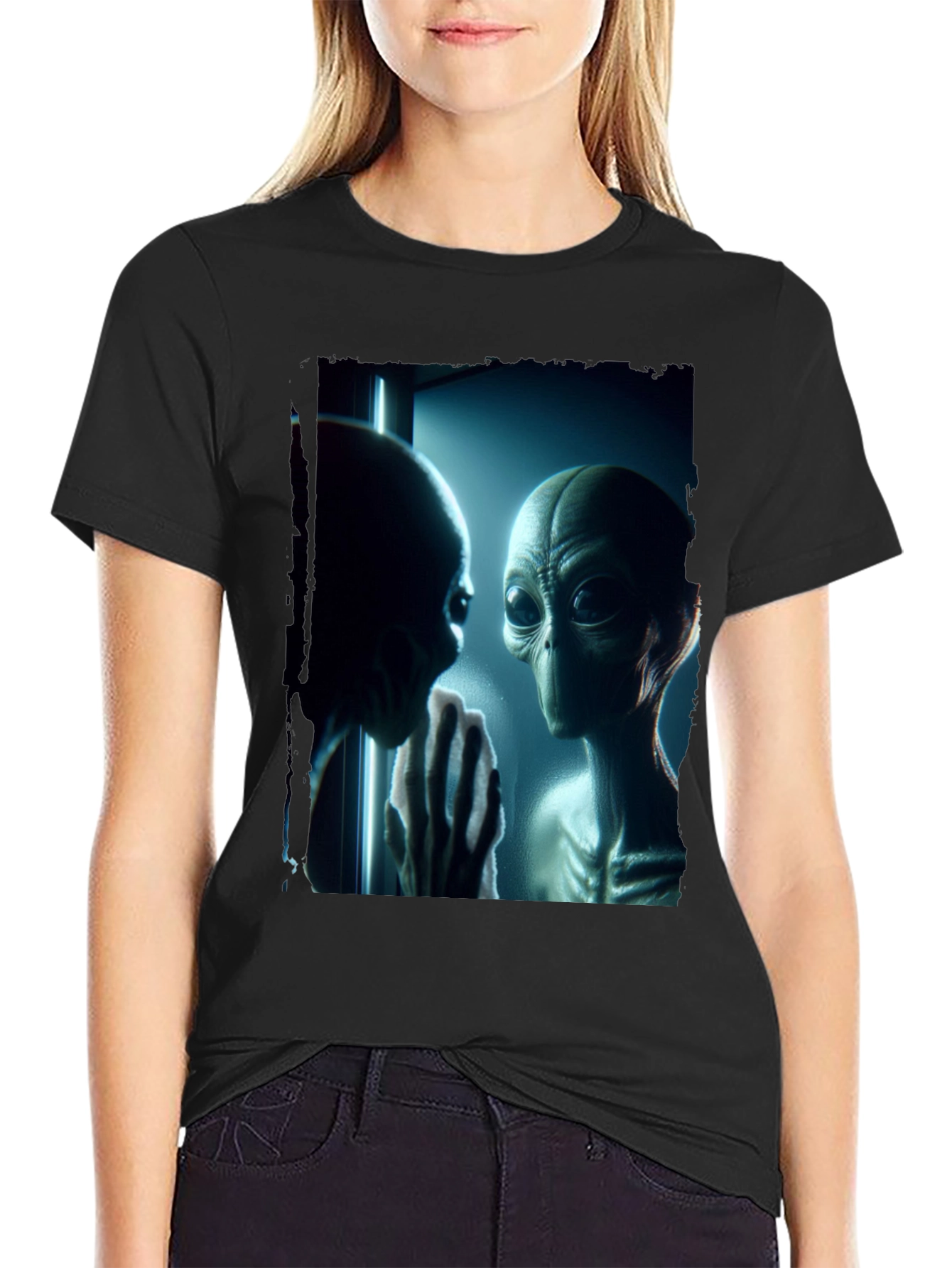 Alien Encounter Graphic Tee - Black Casual Shirt