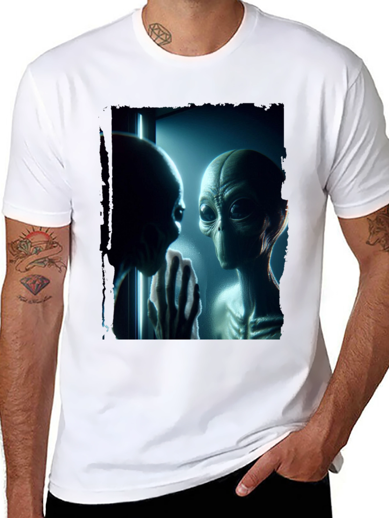 Alien Encounter Graphic Tee - Black Casual Shirt