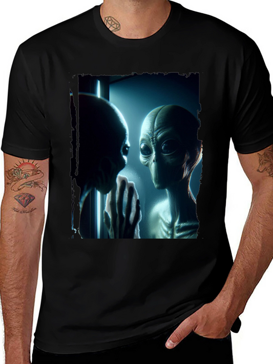 Alien Encounter Graphic Tee - Black Casual Shirt