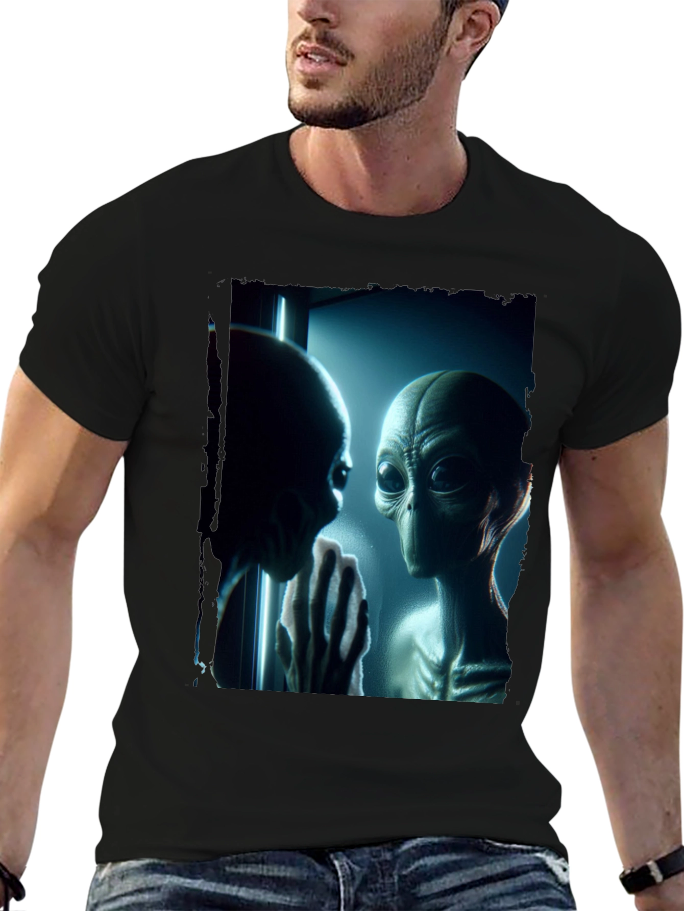 Alien Encounter Graphic Tee - Black Casual Shirt