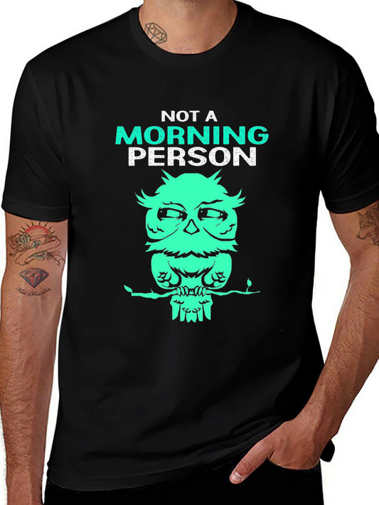 Not a Morning Person Owl Graphic Tee - Black