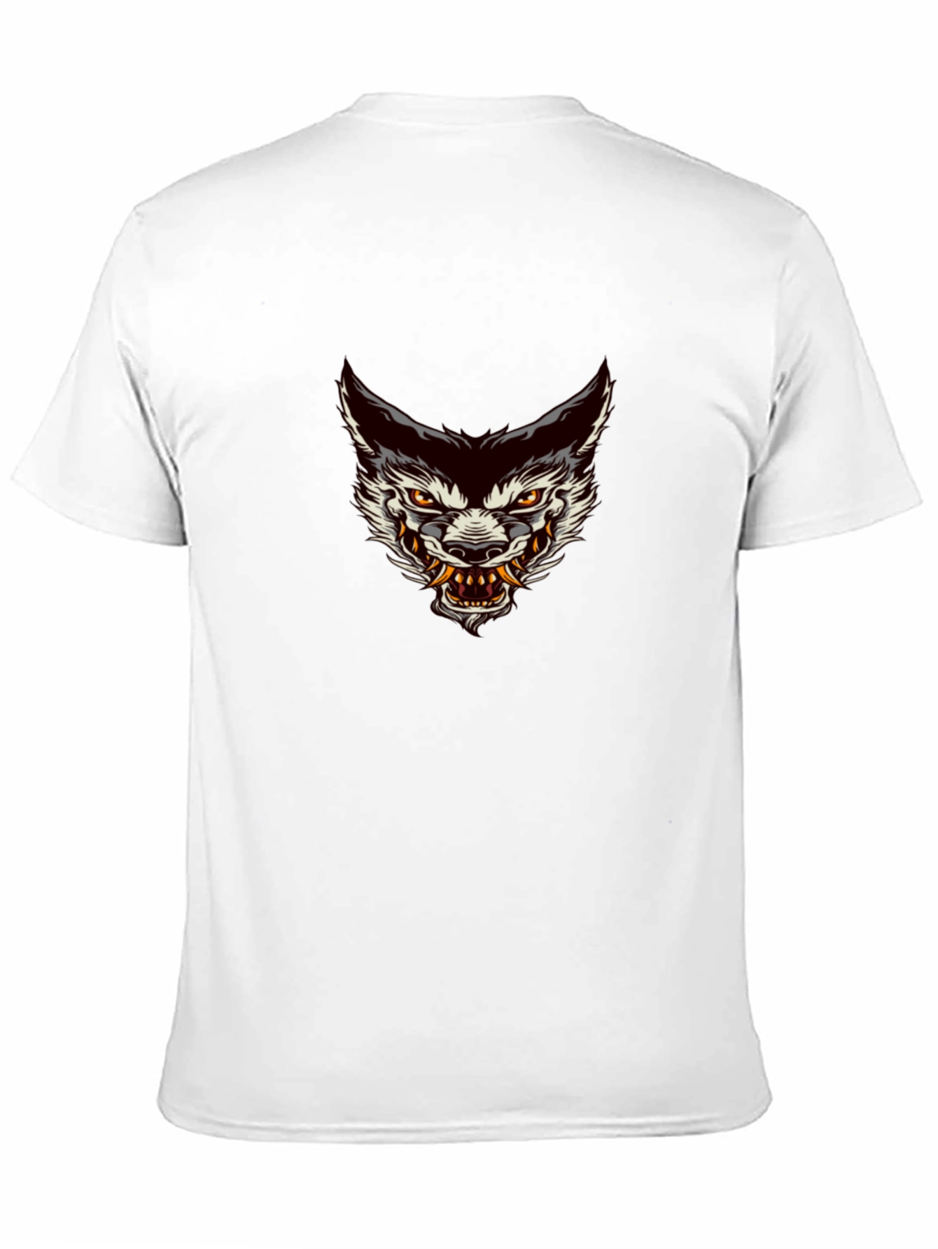 Mens Black Graphic Tee - Wolf Head Design