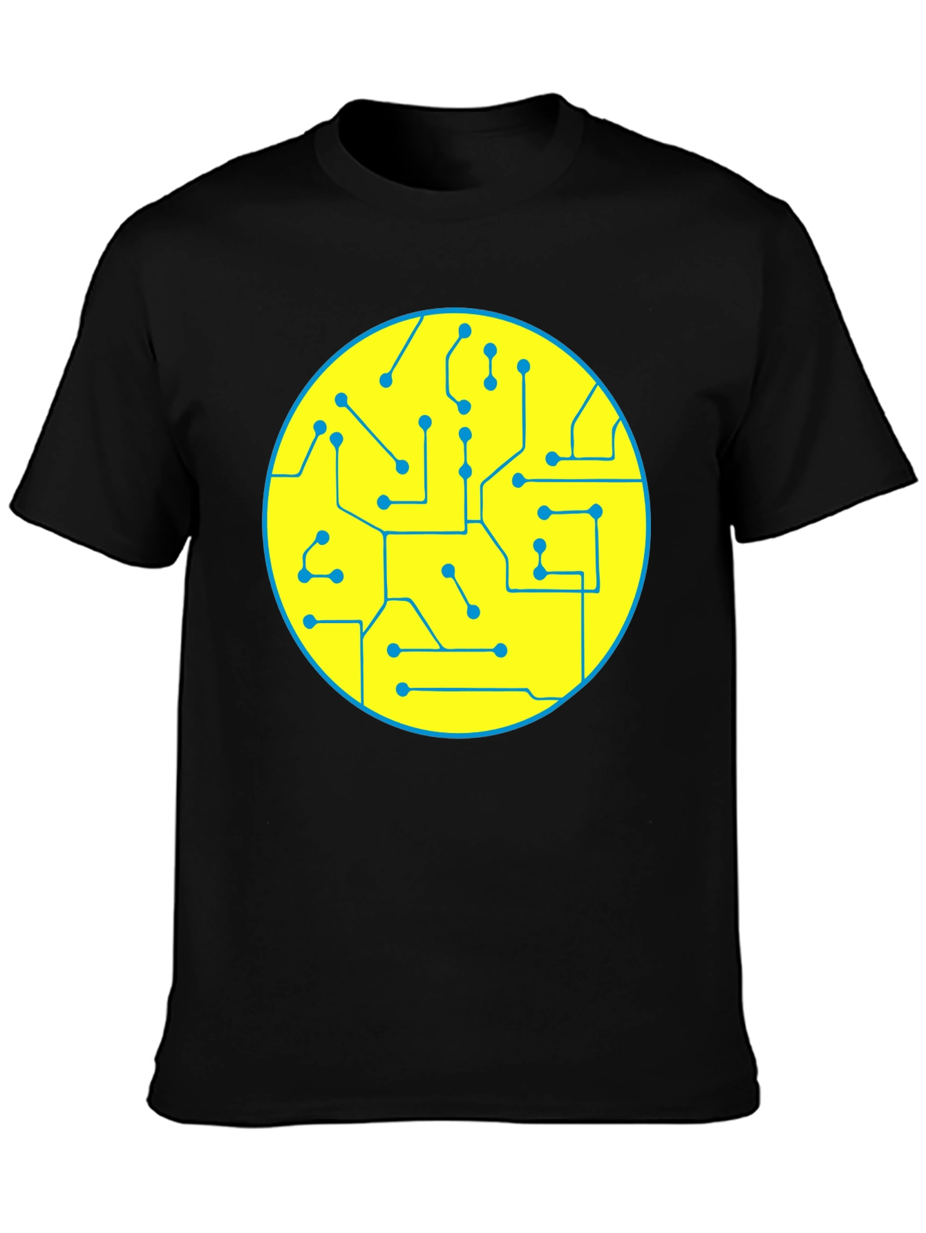 Circuit Board Graphic Tee - Black Cotton