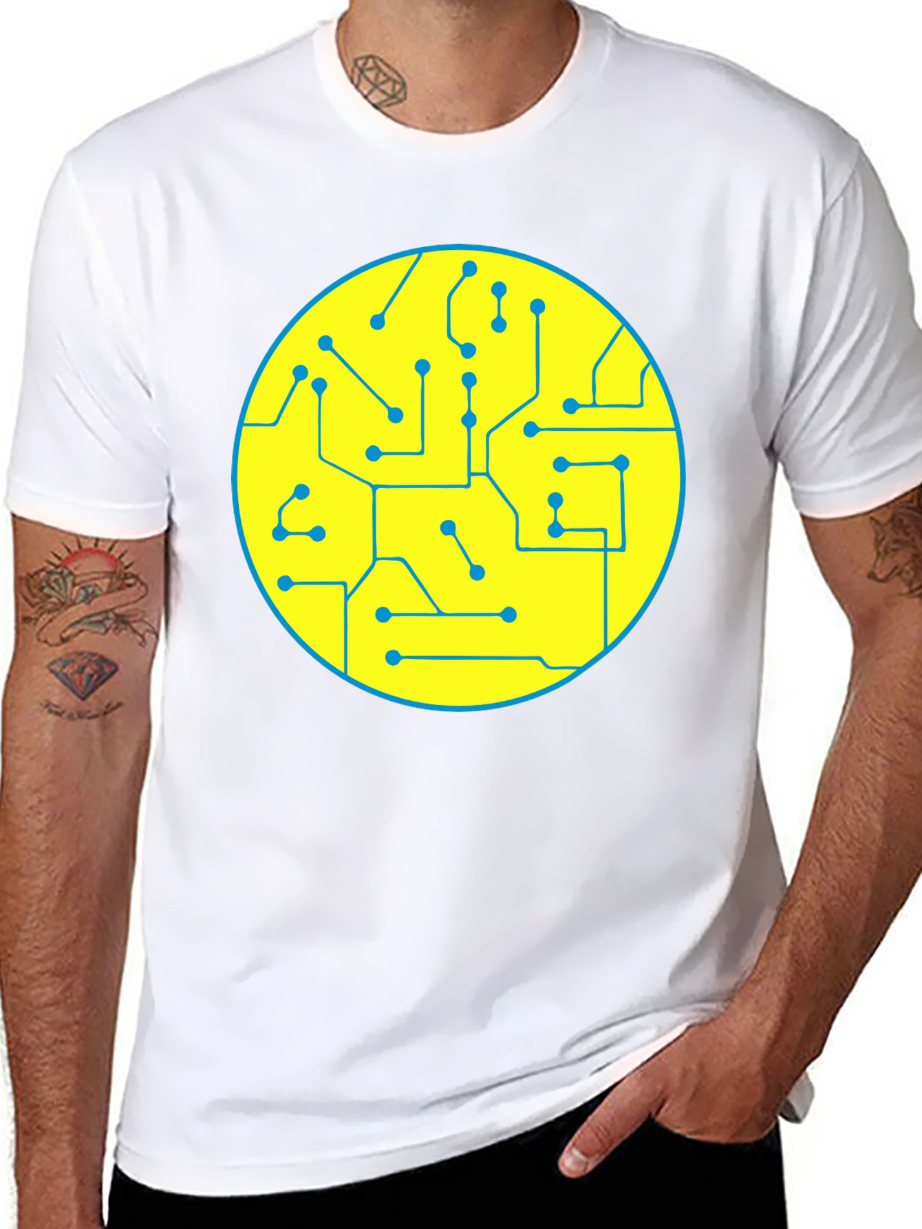 Circuit Board Graphic Tee - Black Cotton