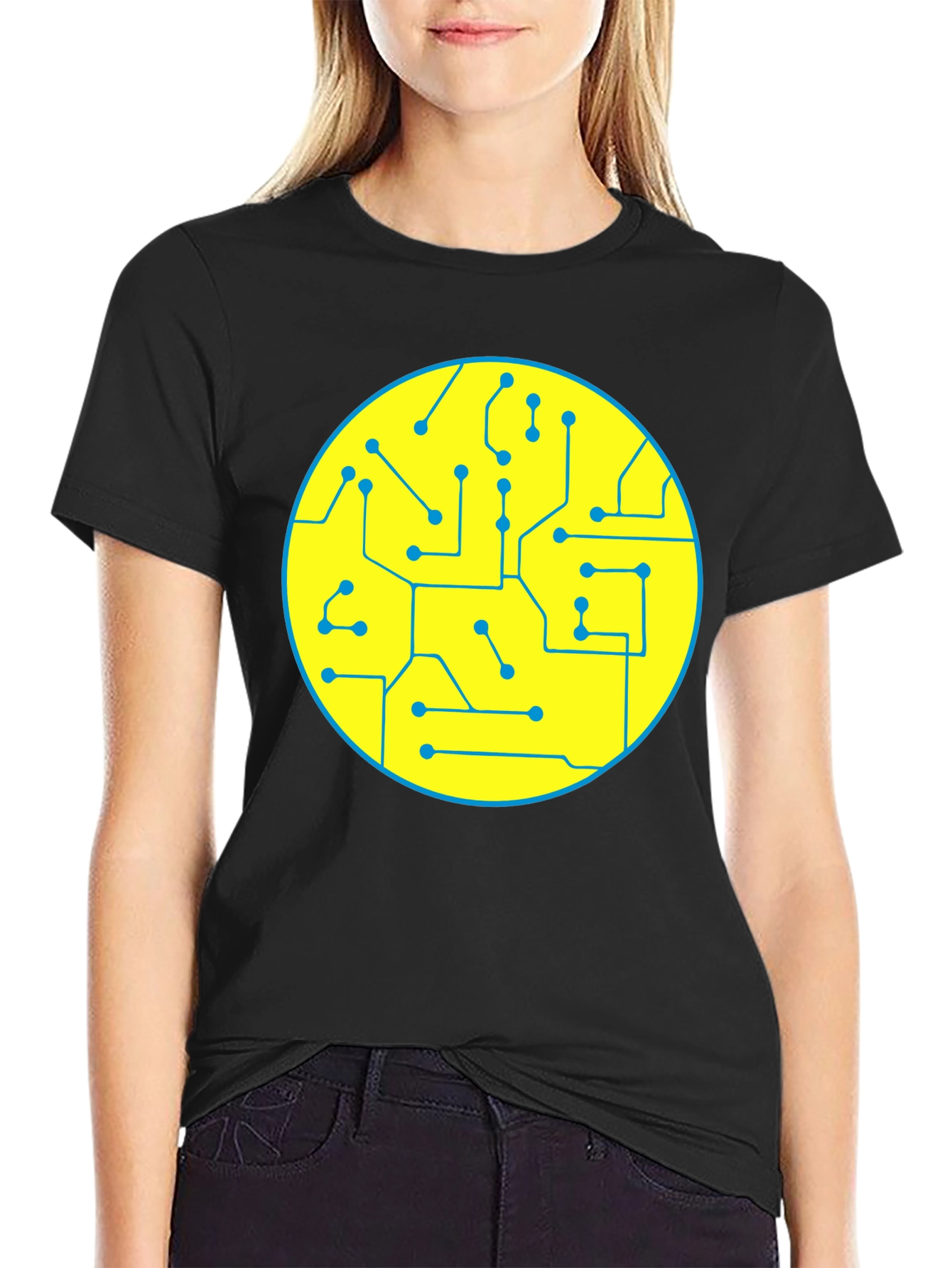 Circuit Board Graphic Tee - Black Cotton