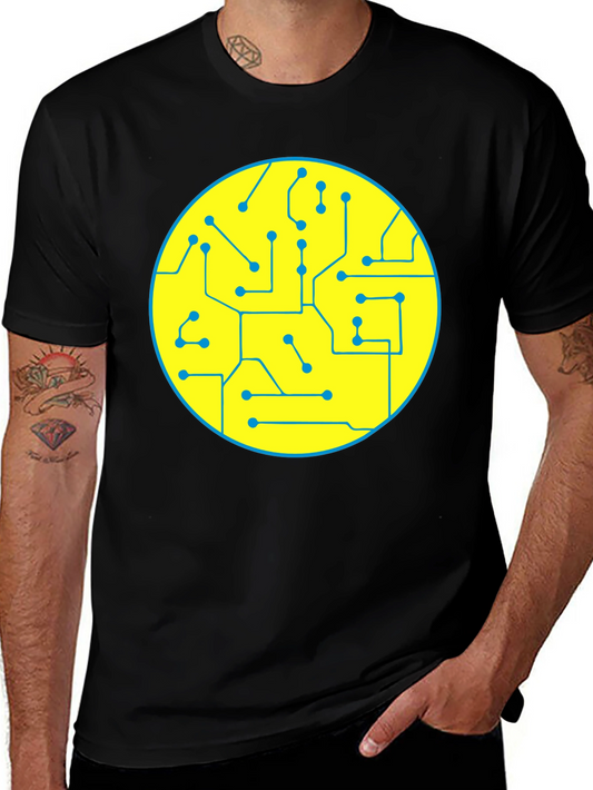 Circuit Board Graphic Tee - Black Cotton