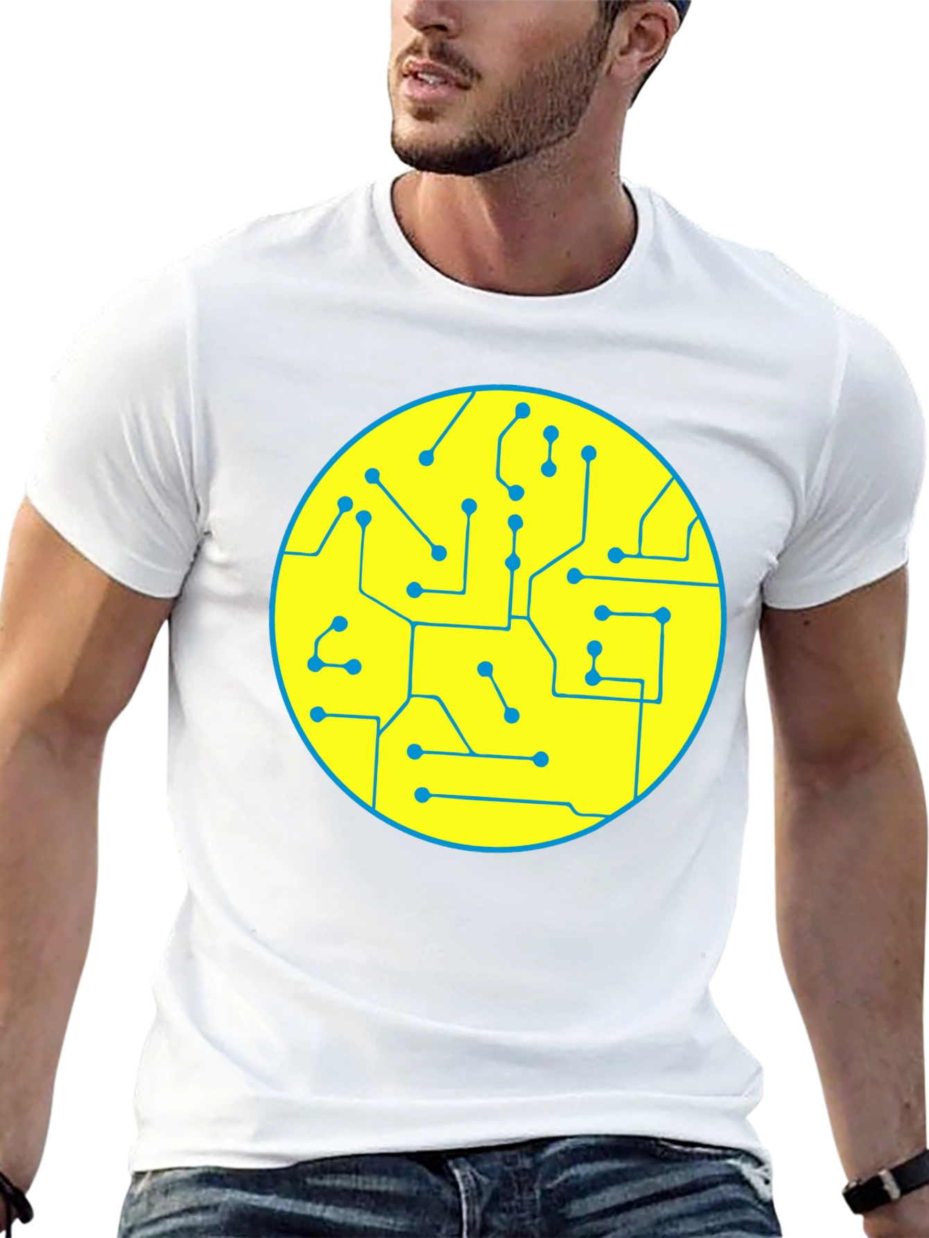 Circuit Board Graphic Tee - Black Cotton