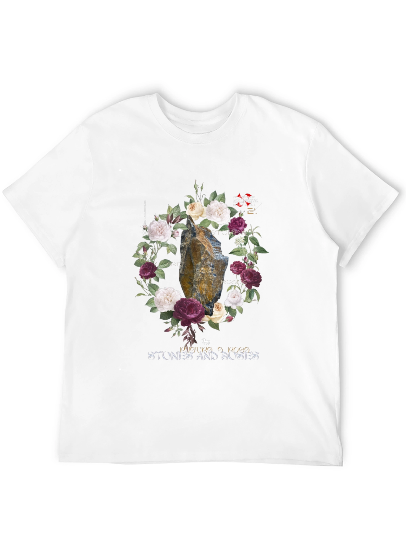 Stone Roses Graphic Tee - Floral Rock Design