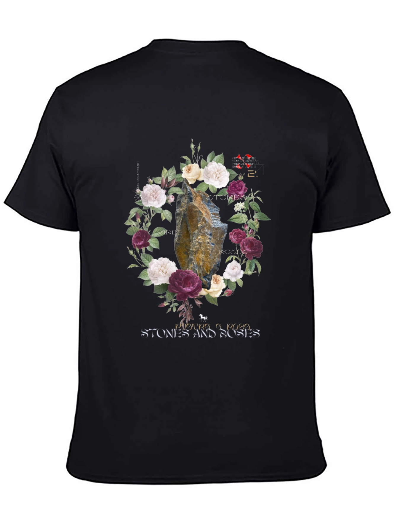 Stone Roses Graphic Tee - Floral Rock Design